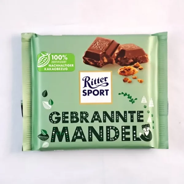 Ritter Sport gebrannte Mandel - erhältlich bei www.guilty-pleasure-box.com | Der Candy Shop der Schweiz